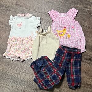 Janie and Jack , Mudpie, Little Nutmeg Clothing Set - Pink, White, Cream, Blue